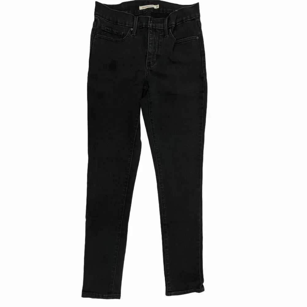 Levis 311 Shaping Skinny Jeans Womens Size 27 Black Stretch Denim Mid Rise STAIN